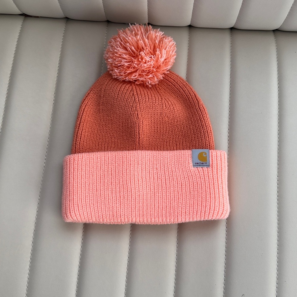 Carhartt Coral and Peach Knit Beanie Hat